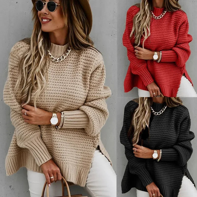 Side Split 1:1 Rib Knit Jumper