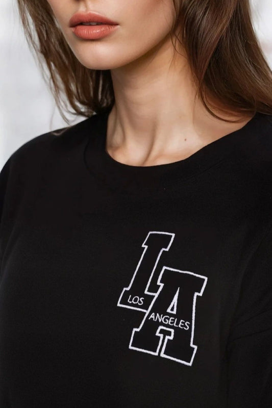 Black Embroidered LA Sweatshirt-1
