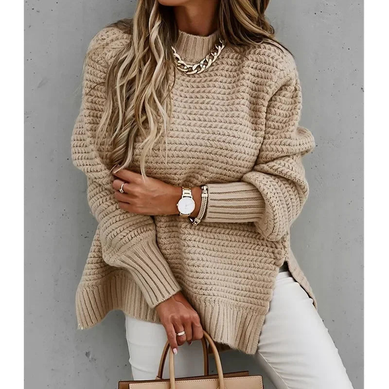Side Split 1:1 Rib Knit Jumper