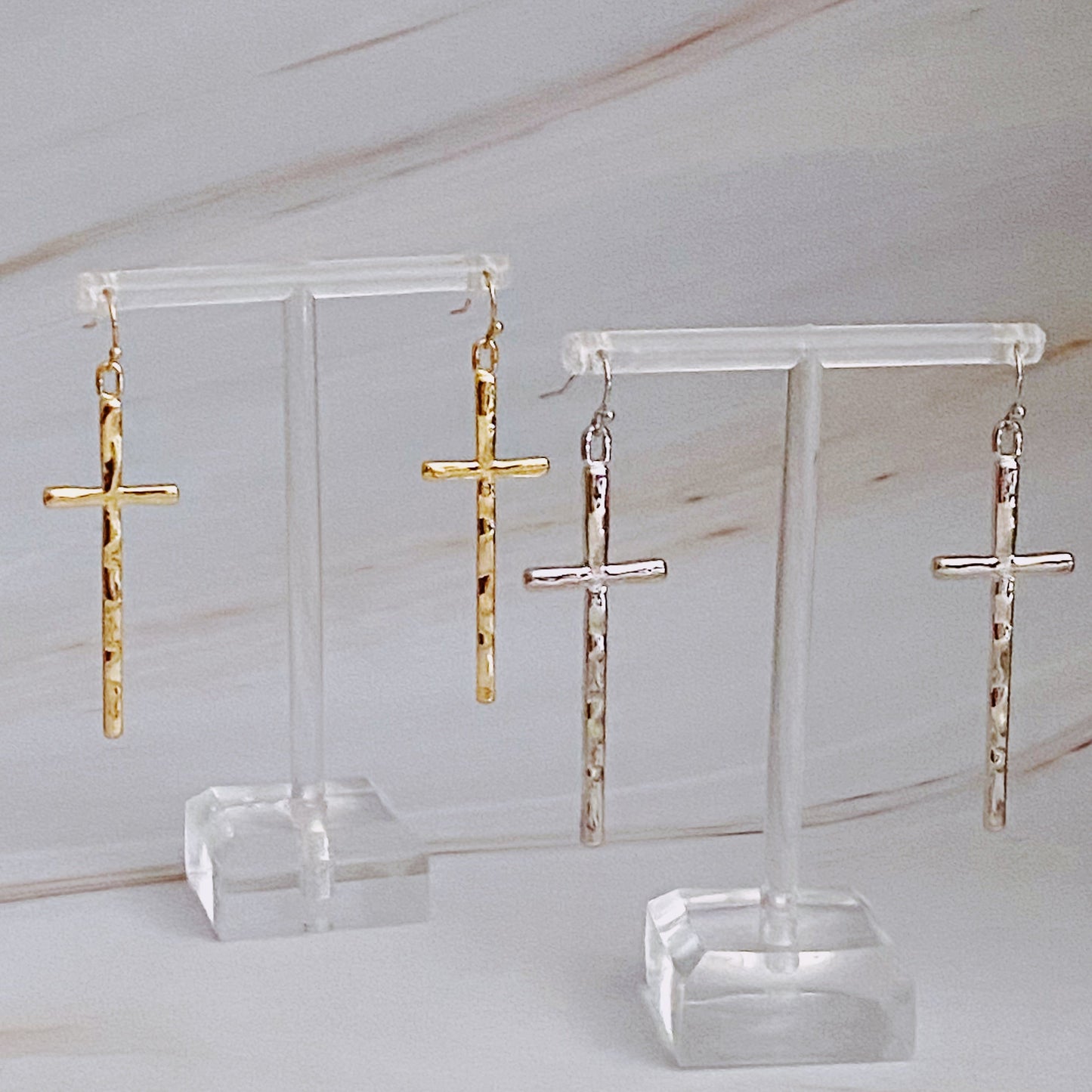 Slim And Stylish Cross Earrings-3