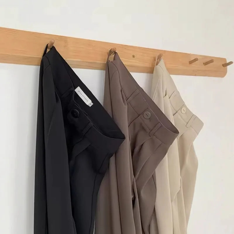 High Waist Women Suit Pants Fall Straight Office Ladies Korean Fashion Trousers Casual Button Loose Female Black Pants New 2025