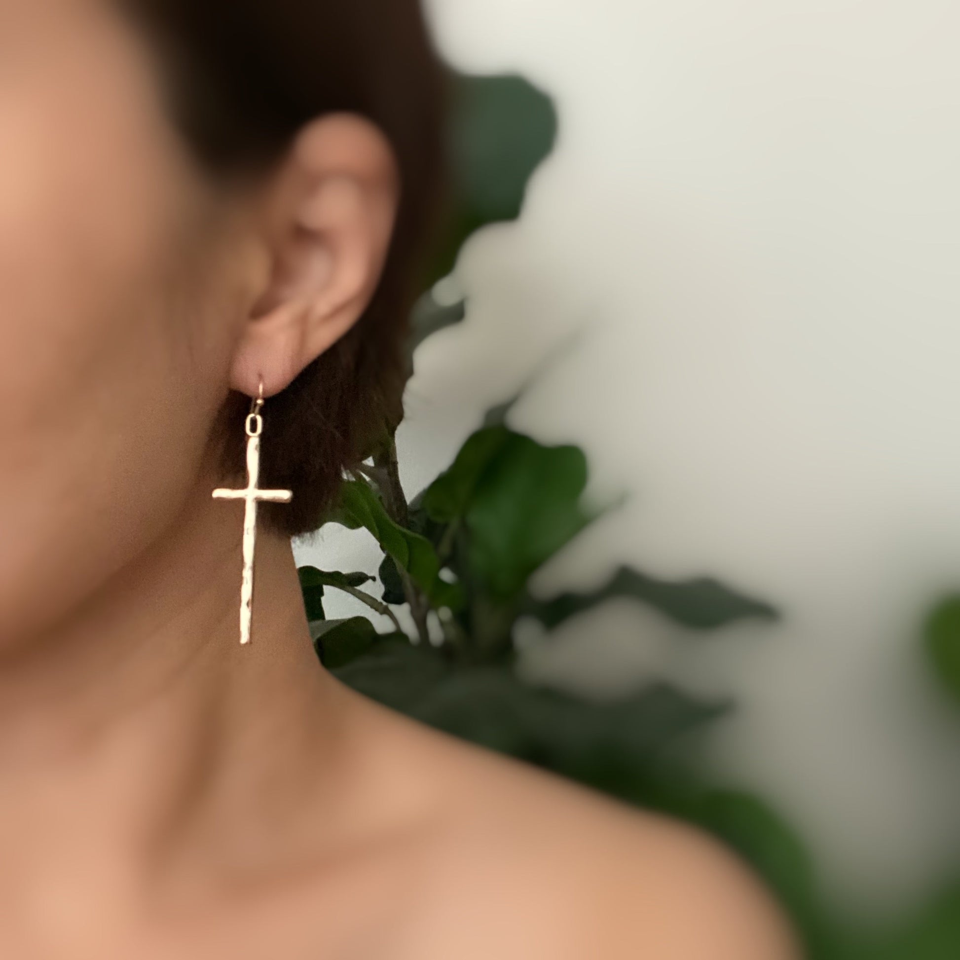 Slim And Stylish Cross Earrings-2