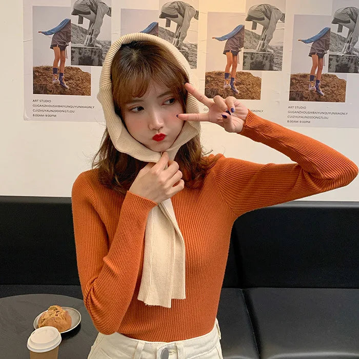 Women's Clothing 2024 new Autumn Winter Pullovers Half High Long Sleeve Mid Neck Inner Fit Korean Underlay Knit Sweaters Jumpers