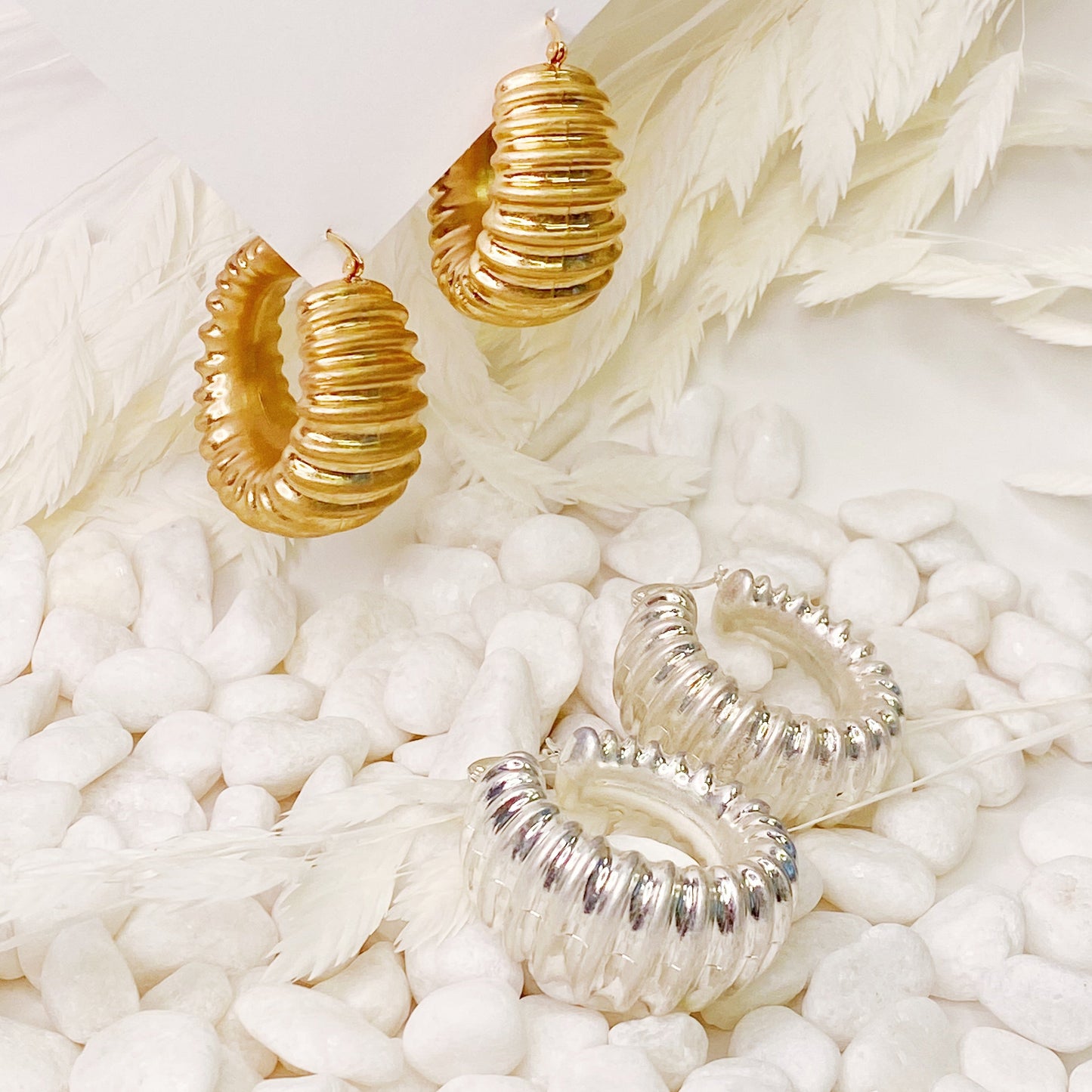 Bold In Pleats Hoop Earrings-0