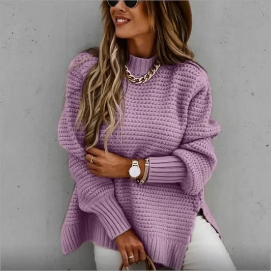 Side Split 1:1 Rib Knit Jumper