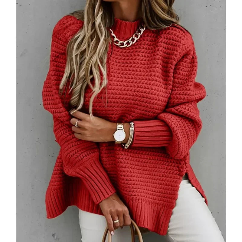 Side Split 1:1 Rib Knit Jumper