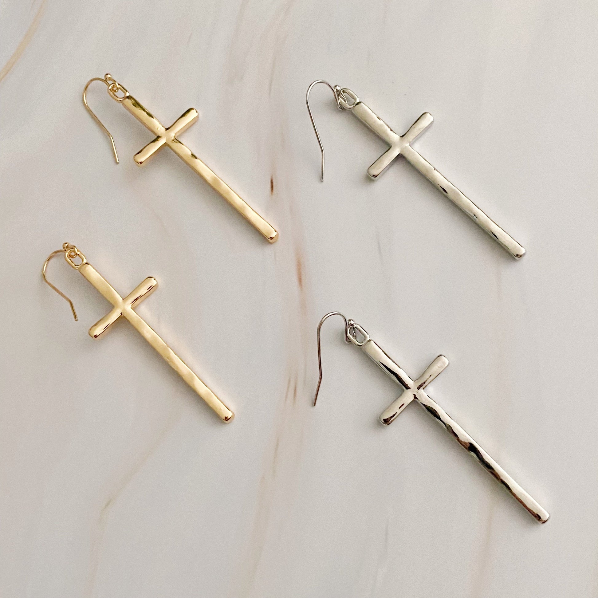 Slim And Stylish Cross Earrings-0