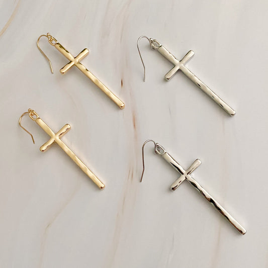 Slim And Stylish Cross Earrings-0