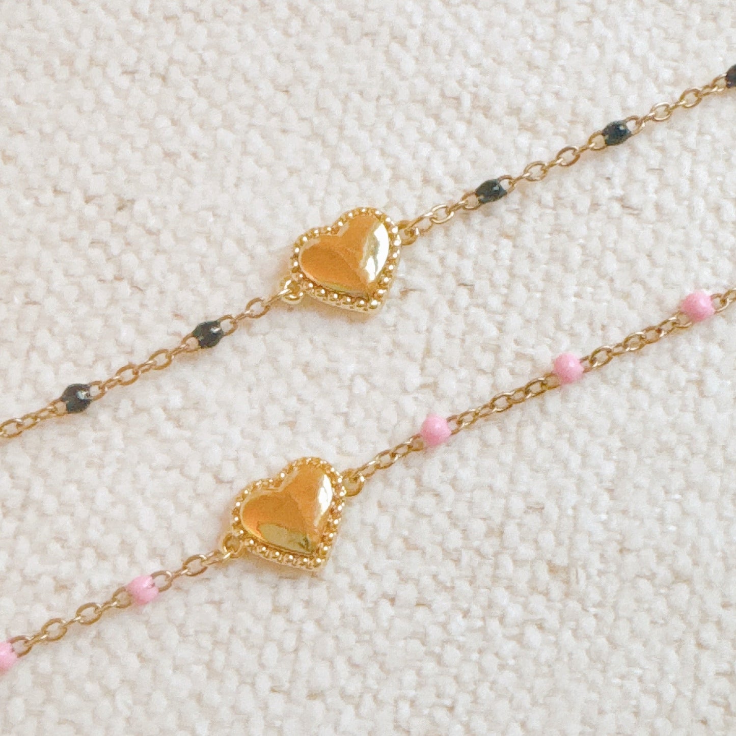 Dainty Color Dots Chain Heart Bracelet-2