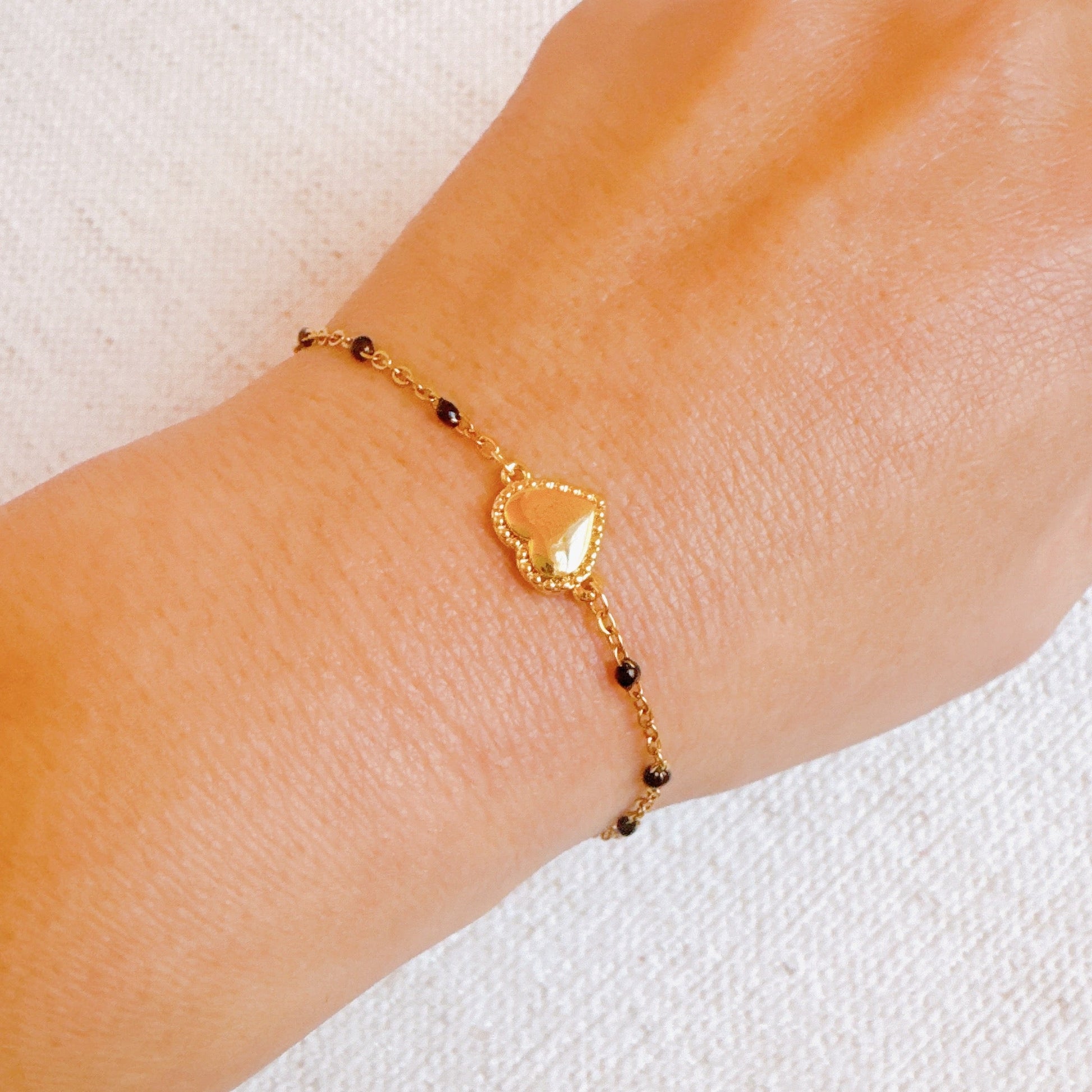 Dainty Color Dots Chain Heart Bracelet-4