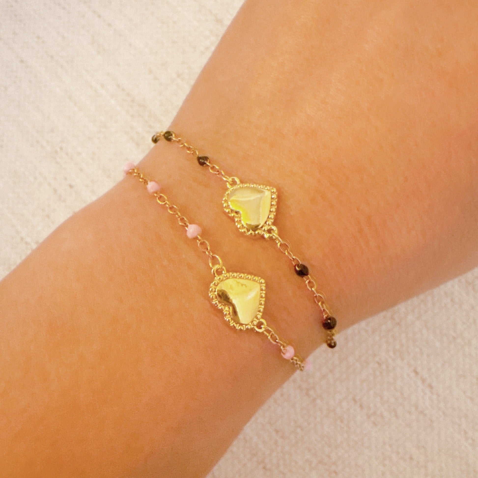 Dainty Color Dots Chain Heart Bracelet-1