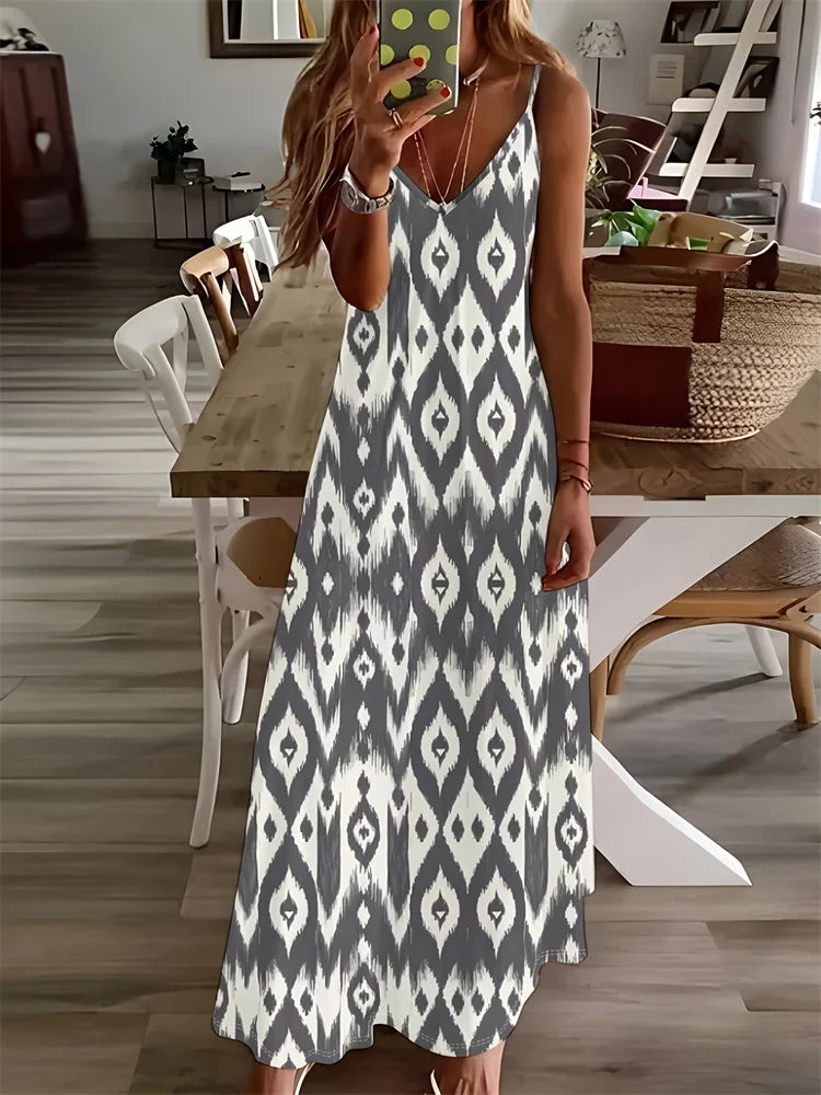 2024 Everyday Casual Women's Dress Animal Fur Print Halter Dress Urban Street Ladies Elegant Dress Holiday Party Elegant Dress