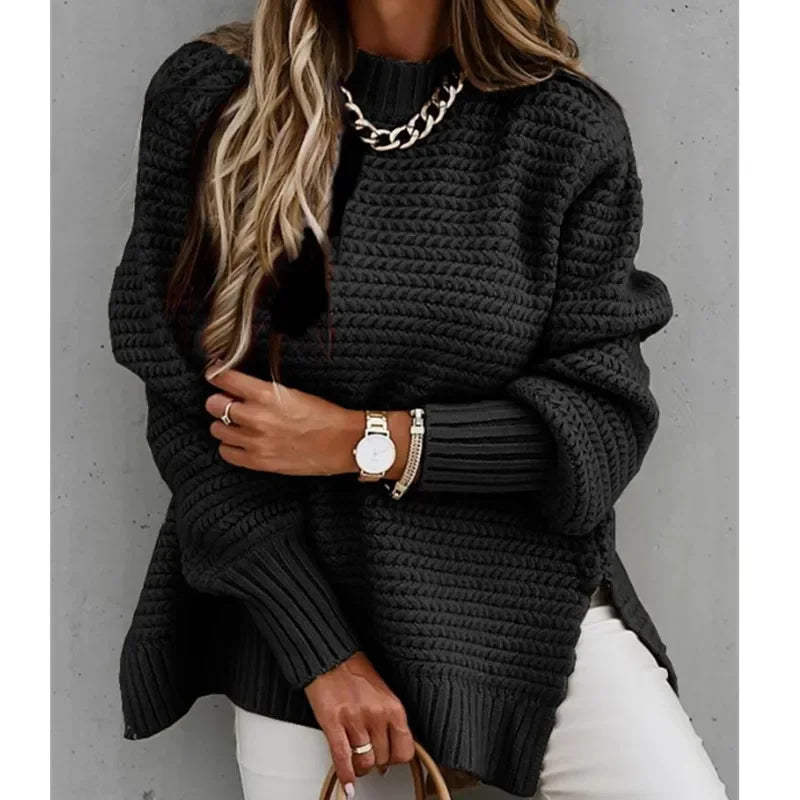Side Split 1:1 Rib Knit Jumper