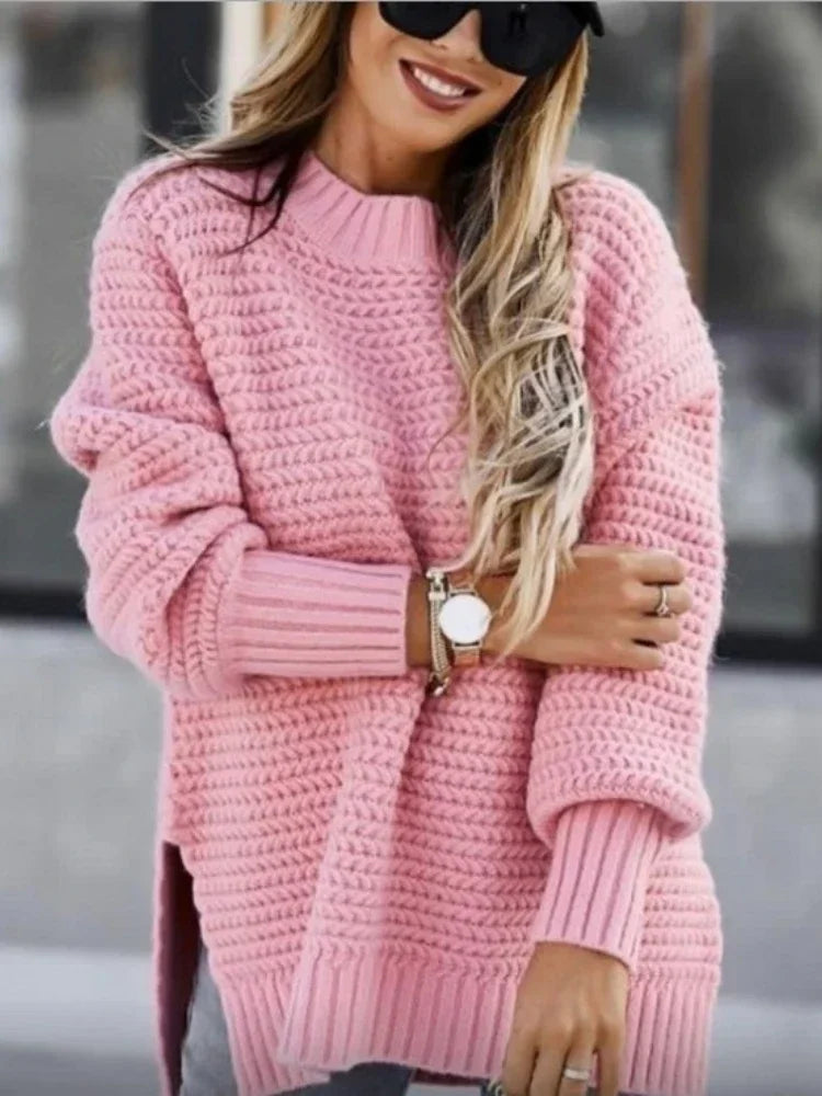 Side Split 1:1 Rib Knit Jumper